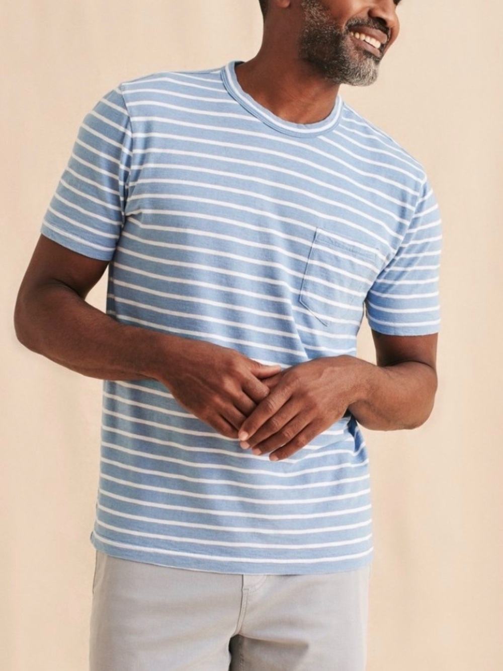 Faherty Brand Stripe Short Sleeve Tee Size Large Cotton